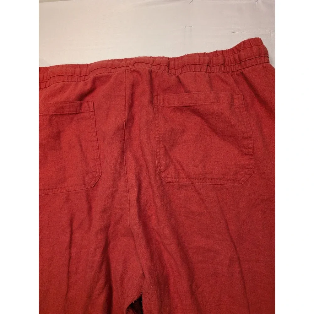 Old Navy Mens XL Red Linen Blend Drawstring Elastic Waist Straight Leg Pants - Picture 11 of 11